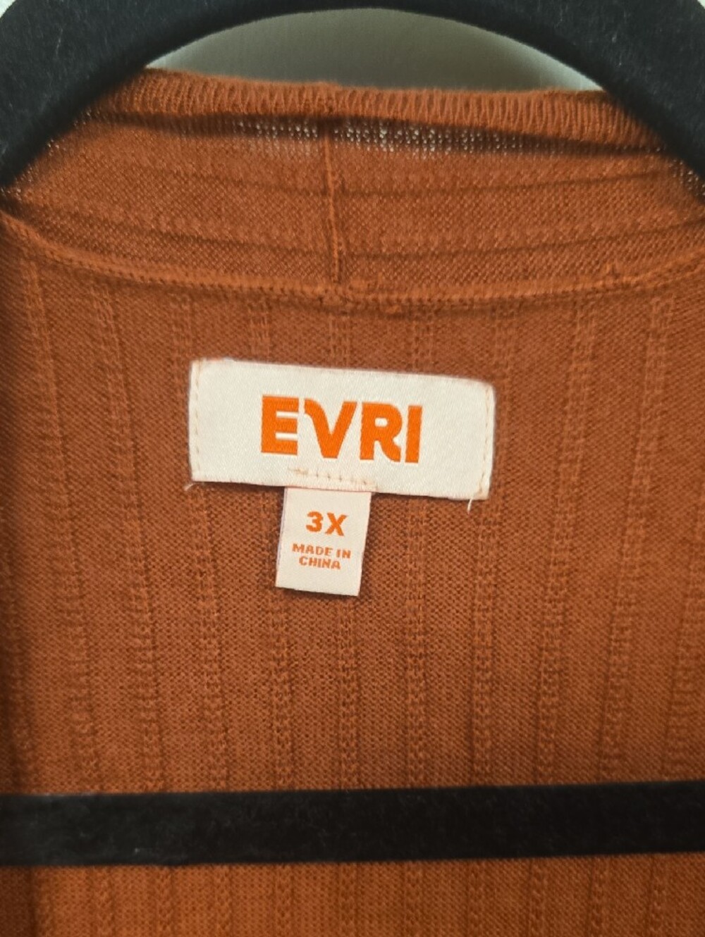 EVRI Women’s Rust Open-Front Long Ribbed Cardigan - Picture 2 of 6